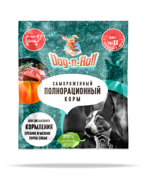 Микс №11 Мелко рубленная говядина 75% + тыква 25% в дой-пакете 750 гр